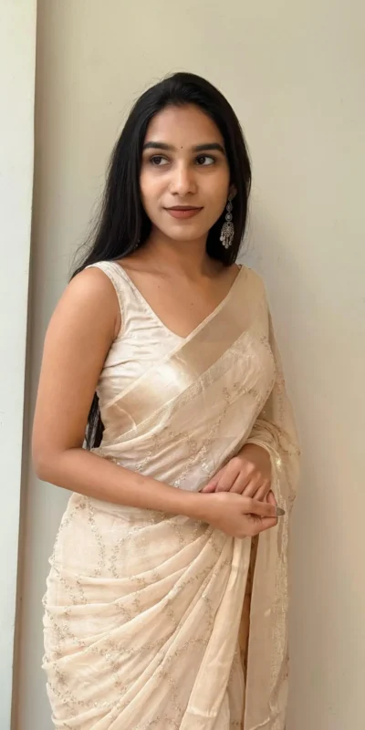 ₹1599 | MS 505 Off White Viscose Satin Saree with Sequins Work & Embroidery Work. Special Price ₹1599. Delivery 4-6 Working Days. Shop now. | Sarees, Bollywood Sarees, Creative Sarees, Designer Sarees, Embroidered Sarees, Ethnic Saree, Modern Digital sarees, Party Wear Sarees