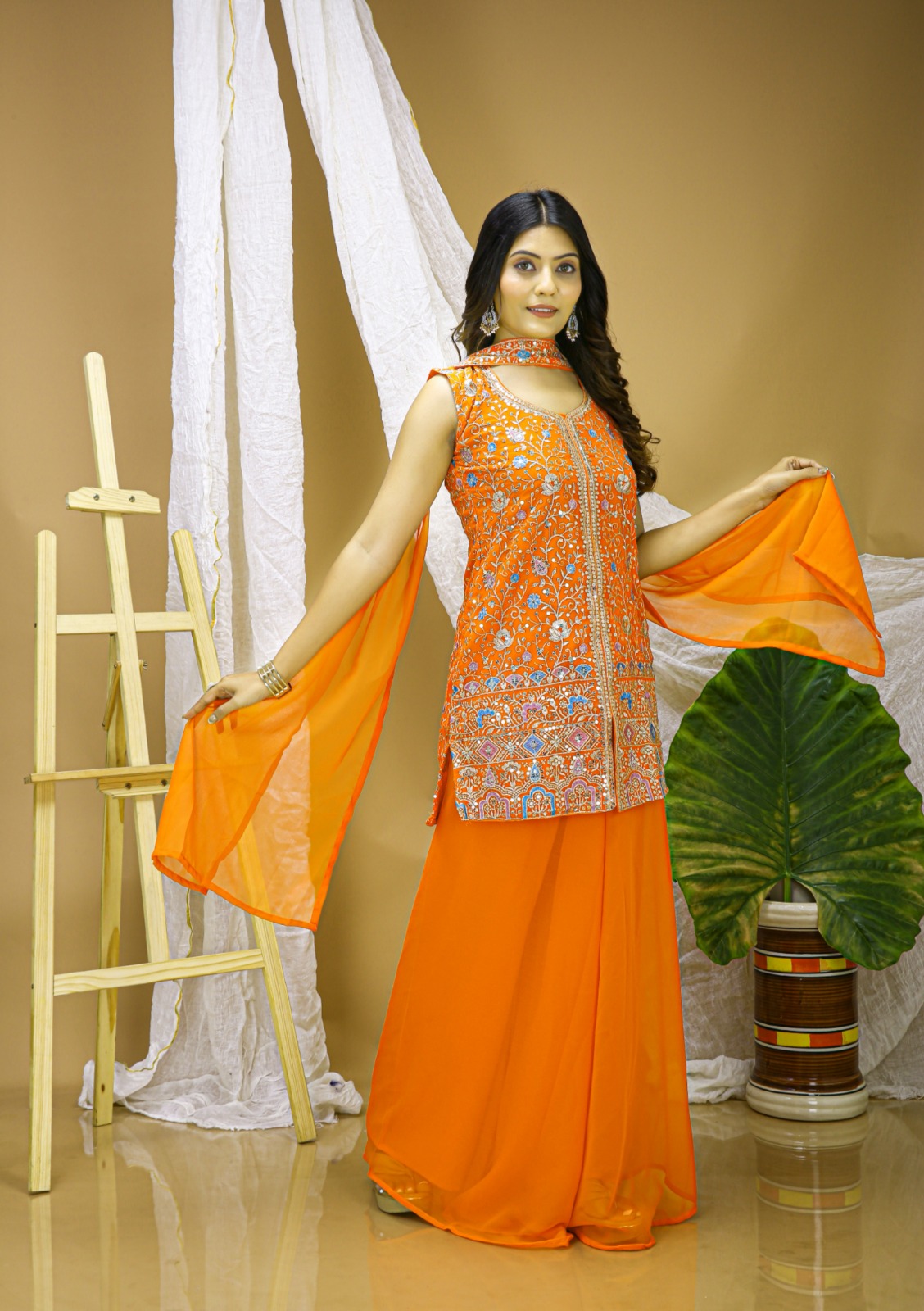 ₹1999 | FE 124 Orange Color Georgette Salwar Suit with Embroidery Work. Introductory Price ₹1999. Delivery 4-6 Working Days. Shop now. | Jump Suits, Salwar suit, Casual Suits, Creative suits, Designer Suits, Palazzo Suits, Party Wear Suits, Patiala Suits, Straight Suits