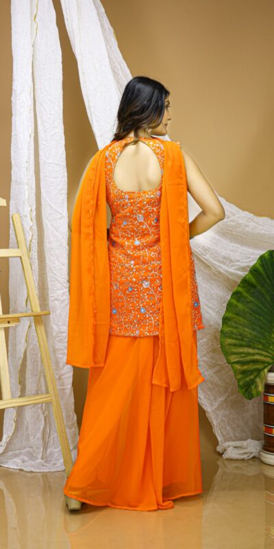 ₹1999 | FE 124 Orange Color Georgette Salwar Suit with Embroidery Work. Introductory Price ₹1999. Delivery 4-6 Working Days. Shop now. | Jump Suits, Salwar suit, Casual Suits, Creative suits, Designer Suits, Palazzo Suits, Party Wear Suits, Patiala Suits, Straight Suits