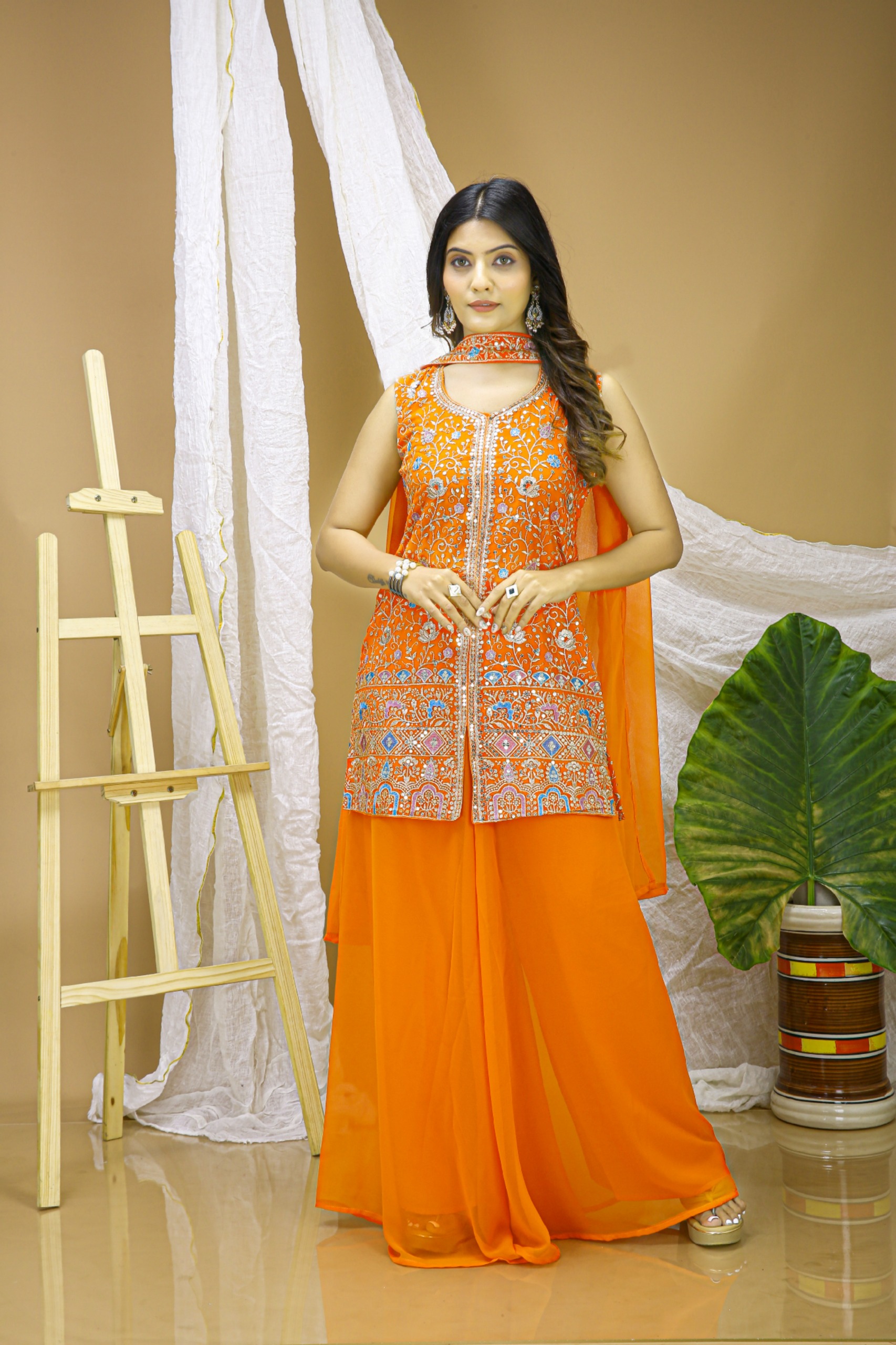 ₹1999 | FE 124 Orange Color Georgette Salwar Suit with Embroidery Work. Introductory Price ₹1999. Delivery 4-6 Working Days. Shop now. | Jump Suits, Salwar suit, Casual Suits, Creative suits, Designer Suits, Palazzo Suits, Party Wear Suits, Patiala Suits, Straight Suits