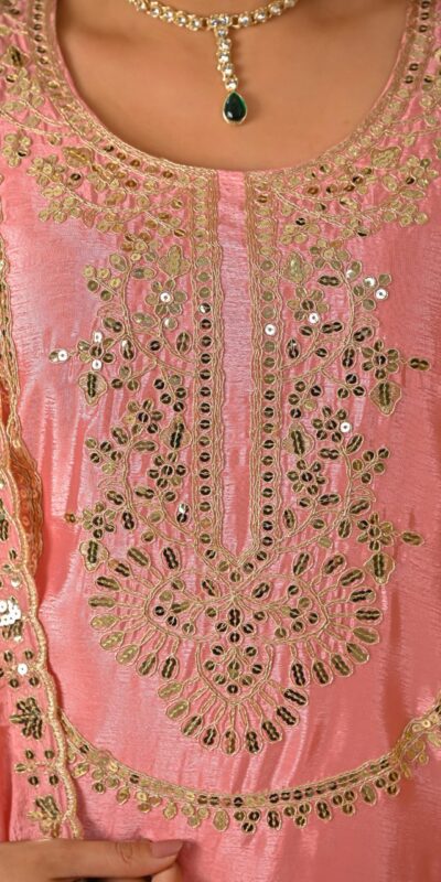 ₹2149 | ND 5033 Peach Chinon Silk Salwar Suit with Embroidery Work & Lace Work. Affordable Price ₹2149. Delivery 4-6 Working Days. Shop now. | Jump Suits, Salwar suit, Casual Suits, Creative suits, Designer Suits, Palazzo Suits, Party Wear Suits, Patiala Suits, Straight Suits