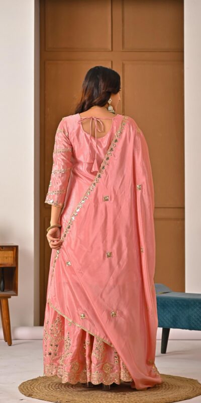 ₹2149 | ND 5033 Peach Chinon Silk Salwar Suit with Embroidery Work & Lace Work. Affordable Price ₹2149. Delivery 4-6 Working Days. Shop now. | Jump Suits, Salwar suit, Casual Suits, Creative suits, Designer Suits, Palazzo Suits, Party Wear Suits, Patiala Suits, Straight Suits