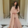 Peach Zimmy Silk Thread Sequence Work Salwar Suit