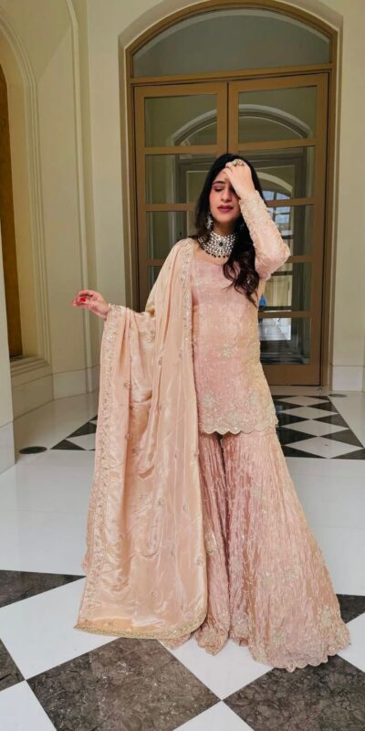 ₹2399 | RTC 5977 Peach Zimmy Silk Salwar Suit Perfect for Wedding, Party, Karwa Chauth, Haldi, Eid – . Special Price ₹2399. Delivery 4-6 Working Days. Shop no | Jump Suits, Salwar suit, Casual Suits, Creative suits, Designer Suits, Palazzo Suits, Party Wear Suits, Patiala Suits, Straight Suits