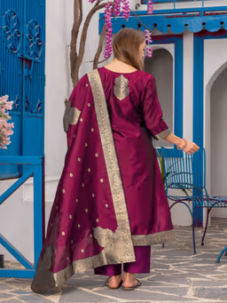 MF 111 Pink Chanderi Jacquard Salwar Suit with Zari Work. Best Price ₹1499. Wedding, Party, Festive, Events Delivery 4-6 Working Days. Shop now. | Jump Suits, Salwar suit, Casual Suits, Creative suits, Designer Suits, Palazzo Suits, Party Wear Suits, Patiala Suits, Straight Suits