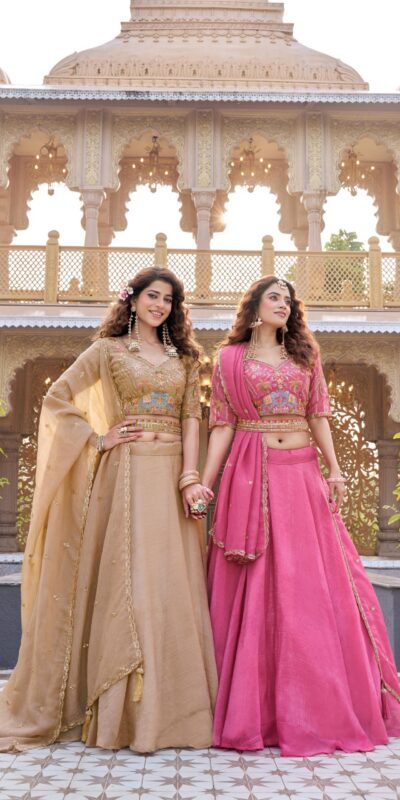 ₹3199 | Ram 160 Pink Color Crunchy Lehenga Choli with Embroidery Work. Online Festive Deal ₹3199. Delivery 4-6 Working Days. Shop now. | Lehenga, Bollywood Lehenga, Creative Lehenga, Designer Lehenga, Embroidered Lehenga, Party Wear Lehenga