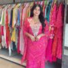 Pink Faux Georgette Embroidery Digital Print Salwar Suit