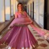 Pink Tabby Organza Embroidery Work Anarkali Suit