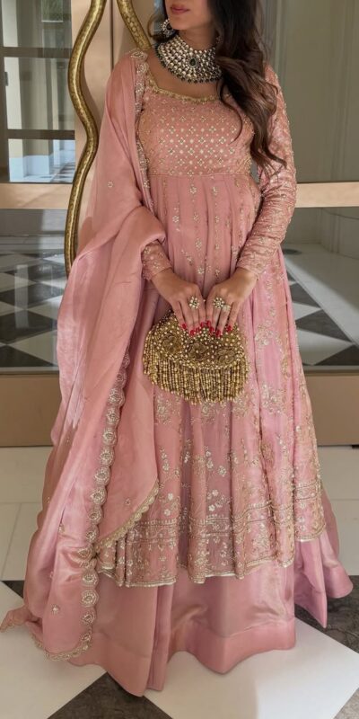 ₹2549 | SR 1703 Pink Zimmy Silk Lehenga Choli with Embroidery Work. Introductory Price ₹2549. Delivery 4-6 Working Days. Shop now. | Lehenga, Bollywood Lehenga, Creative Lehenga, Designer Lehenga, Embroidered Lehenga, Party Wear Lehenga