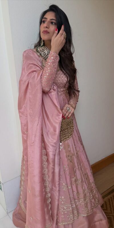 ₹2549 | SR 1703 Pink Zimmy Silk Lehenga Choli with Embroidery Work. Introductory Price ₹2549. Delivery 4-6 Working Days. Shop now. | Lehenga, Bollywood Lehenga, Creative Lehenga, Designer Lehenga, Embroidered Lehenga, Party Wear Lehenga
