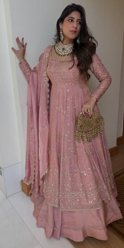₹2549 | SR 1703 Pink Zimmy Silk Lehenga Choli with Embroidery Work. Introductory Price ₹2549. Delivery 4-6 Working Days. Shop now. | Lehenga, Bollywood Lehenga, Creative Lehenga, Designer Lehenga, Embroidered Lehenga, Party Wear Lehenga