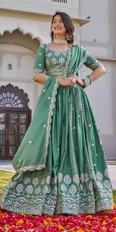 Ram 154 Pista Color Crap Silk Lehenga Choli with Embroidery Work. Now at just ₹2549. Delivery 4-6 Working Days. Shop now. | Lehenga, Bollywood Lehenga, Creative Lehenga, Designer Lehenga, Embroidered Lehenga, Party Wear Lehenga