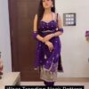 Purple Faux Georgette Embroider Work Salwar Suit