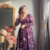 Purple Fendy Silk Embroidery Beats Work Gown