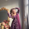 Purple Fendy Silk Lace Work Gown