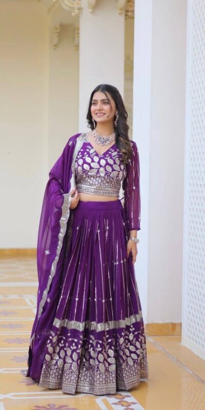 ₹2649 | Ram 068 Purple Fox Georgette Lehenga Choli Perfect for Wedding, Party, Ethnic Day, Pongal, Durga Puja – . Affordable Price ₹2649. Delivery 4-6 Working Days. | Lehenga, Bollywood Lehenga, Creative Lehenga, Designer Lehenga, Embroidered Lehenga, Party Wear Lehenga