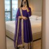 ZSR 3152 Purple Color Roman silk Gown with Embroidery Work & Lace Work. Grab it for ₹2599. Delivery 4-6 Working Days. Shop now. | Gowns, Bollywood Gowns, Creative Gowns, Designer Gowns, Embroidered Gowns, Party Wear Gowns