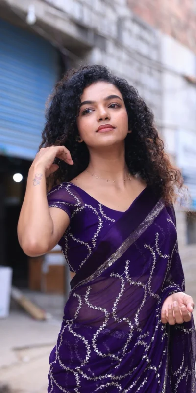 ₹1599 | MS 505 Purple Viscose Satin Saree with Sequins Work & Embroidery Work. Special Price ₹1599. Delivery 4-6 Working Days. Shop now. | Sarees, Bollywood Sarees, Creative Sarees, Designer Sarees, Embroidered Sarees, Ethnic Saree, Modern Digital sarees, Party Wear Sarees