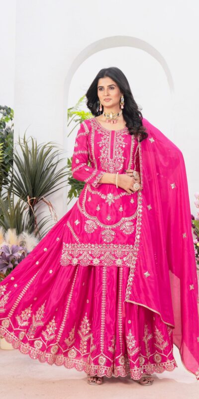 ₹2149 | ND 5033 Rani Pink Chinon Silk Salwar Suit with Embroidery Work & Lace Work. Affordable Price ₹2149. Delivery 4-6 Working Days. Shop now. | Jump Suits, Salwar suit, Casual Suits, Creative suits, Designer Suits, Palazzo Suits, Party Wear Suits, Patiala Suits, Straight Suits