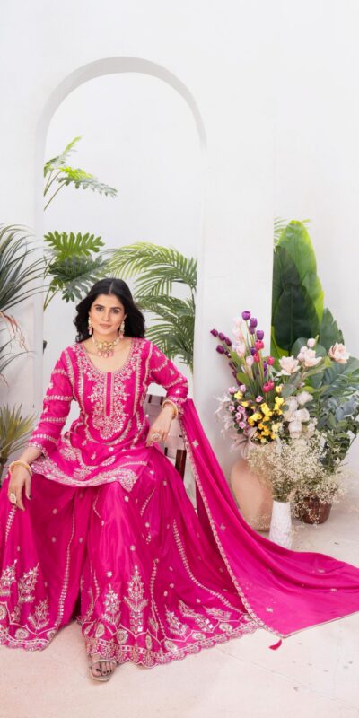 ₹2149 | ND 5033 Rani Pink Chinon Silk Salwar Suit with Embroidery Work & Lace Work. Affordable Price ₹2149. Delivery 4-6 Working Days. Shop now. | Jump Suits, Salwar suit, Casual Suits, Creative suits, Designer Suits, Palazzo Suits, Party Wear Suits, Patiala Suits, Straight Suits