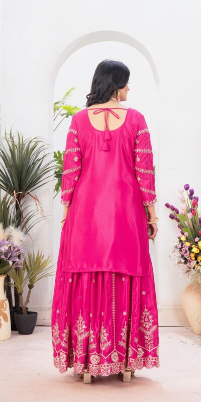 ₹2149 | ND 5033 Rani Pink Chinon Silk Salwar Suit with Embroidery Work & Lace Work. Affordable Price ₹2149. Delivery 4-6 Working Days. Shop now. | Jump Suits, Salwar suit, Casual Suits, Creative suits, Designer Suits, Palazzo Suits, Party Wear Suits, Patiala Suits, Straight Suits