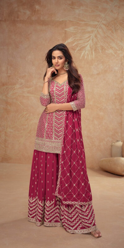 FC 7518 Red Chinon Salwar Suit Perfect for Wedding, Party, Diwali, Durga Puja, Temple Visit – . Festive Deal ₹3099. Delivery 4-6 Working Days. | Jump Suits, Salwar suit, Casual Suits, Creative suits, Designer Suits, Palazzo Suits, Party Wear Suits, Patiala Suits, Straight Suits