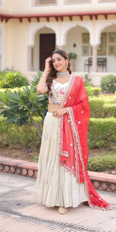 KA 5061 Red in Cosmos silk Embroidery Work & Zari Work Lehenga Choli . Get it for ₹2649. Delivery 4-6 Working Days. Shop now. | Lehenga, Bollywood Lehenga, Creative Lehenga, Designer Lehenga, Embroidered Lehenga, Party Wear Lehenga