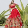 Red Cotton Kalamkari Print Lehenga Choli