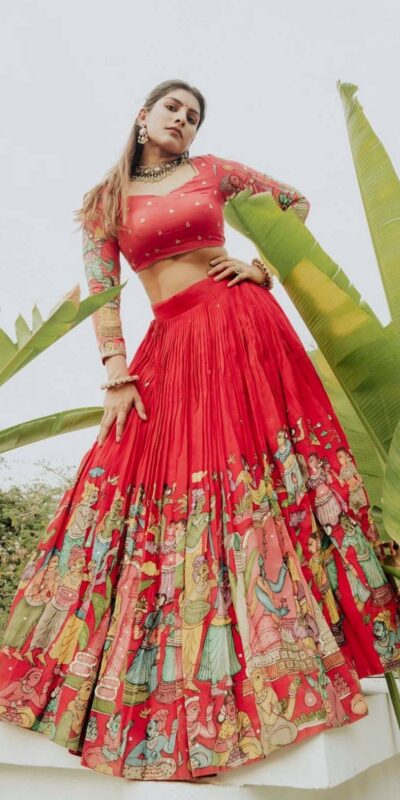 PC 535 Red in Cotton. Kalamkari Print Lehenga Choli Wedding, Party, Festive, Events, Now at just ₹2149. Delivery 4-6 Working Days. Shop now. | Lehenga, Bollywood Lehenga, Creative Lehenga, Designer Lehenga, Embroidered Lehenga, Party Wear Lehenga