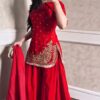 Red Faux Georgette Embroider Work Salwar Suit