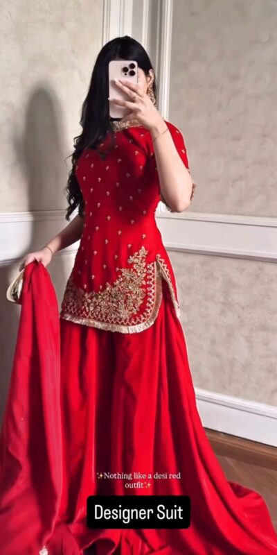 KD 1568 Red in Faux Georgette Embroidery Work & Lace Work Salwar Suit . Introductory Price ₹1999. Delivery 4-6 Working Days. Shop now. | Jump Suits, Salwar suit, Casual Suits, Creative suits, Designer Suits, Palazzo Suits, Party Wear Suits, Patiala Suits, Straight Suits
