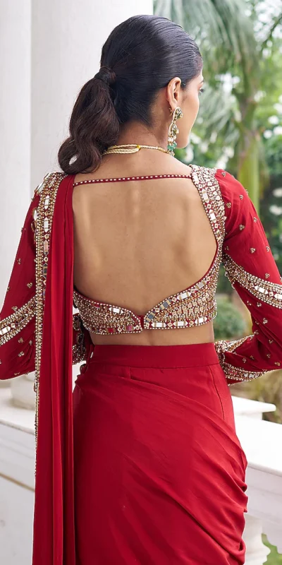 BD 1824 Red in Faux Georgette Mirror Work Saree . Wedding, Party, Festive, Events, Grab it for ₹1949. Delivery 4-6 Working Days. Shop now. | Sarees, Bollywood Sarees, Creative Sarees, Designer Sarees, Embroidered Sarees, Ethnic Saree, Modern Digital sarees, Party Wear Sarees