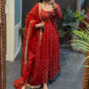 Red Faux Georgette Sequence Work Gown