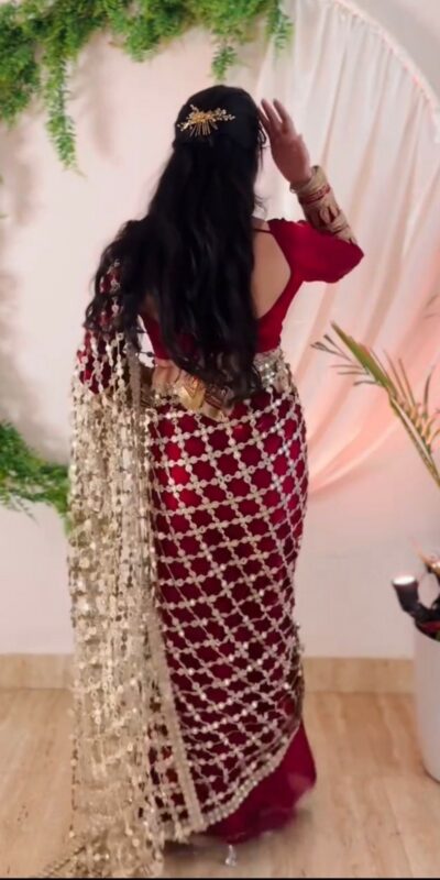 SRK 5322 Red Fendy Silk Saree with Lace Work & Mirror Work. Wedding, Party, Festive, Events, Festive Deal ₹2499. Delivery 4-6 Working Days. Shop now. | Sarees, Bollywood Sarees, Creative Sarees, Designer Sarees, Embroidered Sarees, Ethnic Saree, Modern Digital sarees, Party Wear Sarees