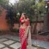 ₹2499 | SRK 5322 Red Fendy Silk Saree with Lace Work & Mirror Work. Wedding, Party, Festive, Events, Festive Deal ₹2499. Delivery 4-6 Working Days. Shop now. | Sarees, Bollywood Sarees, Creative Sarees, Designer Sarees, Embroidered Sarees, Ethnic Saree, Modern Digital sarees, Party Wear Sarees