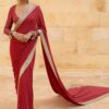 Red Georgette Mirror Embroidery Work Saree