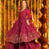 NF 1264 Red Natural Crap Silk Anarkali Suit with Embroidery Work. Available at ₹3049 only. Delivery 4-6 Working Days. Shop now. | Anarkali Suits, Bollywood Anarkali, Creative-Anarkali, Designer Anarkali, Embroidered Anarkali, Party Wear Anarkali