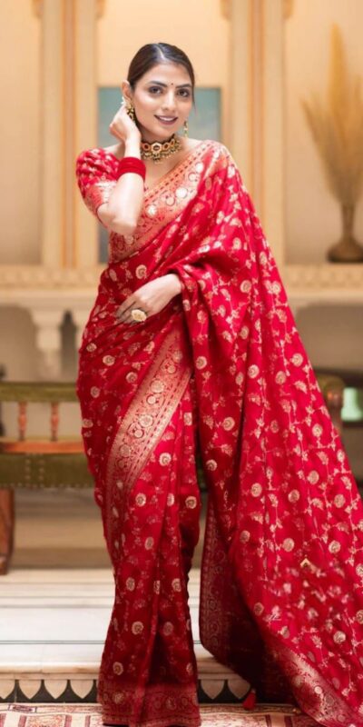 KPR 208 Red in Color Soft Lichi Silk Designer Work Saree . Wedding, Party, Festive, Available at ₹1399 only. Delivery 4-6 Working Days. Shop now. | Sarees, Bollywood Sarees, Creative Sarees, Designer Sarees, Embroidered Sarees, Ethnic Saree, Modern Digital sarees, Party Wear Sarees