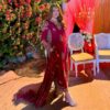 Red Vichitra Silk Embroidery Work Salwar Suit