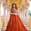 Ram 155 Rust in Color Rangoli Silk Embroidery Work Lehenga Choli . Exclusive Offer ₹3249. Delivery 4-6 Working Days. Shop now. | Lehenga, Bollywood Lehenga, Creative Lehenga, Designer Lehenga, Embroidered Lehenga, Party Wear Lehenga
