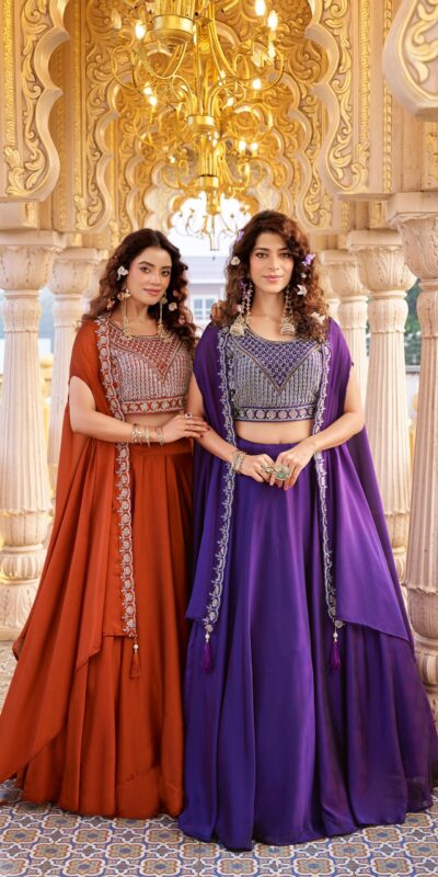 Ram 155 Rust in Color Rangoli Silk Embroidery Work Lehenga Choli . Exclusive Offer ₹3249. Delivery 4-6 Working Days. Shop now. | Lehenga, Bollywood Lehenga, Creative Lehenga, Designer Lehenga, Embroidered Lehenga, Party Wear Lehenga