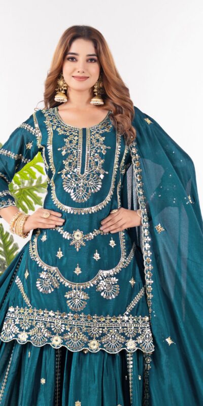 ₹2149 | ND 5033 Teal Chinon Silk Salwar Suit with Embroidery Work & Lace Work. Affordable Price ₹2149. Delivery 4-6 Working Days. Shop now. | Jump Suits, Salwar suit, Casual Suits, Creative suits, Designer Suits, Palazzo Suits, Party Wear Suits, Patiala Suits, Straight Suits