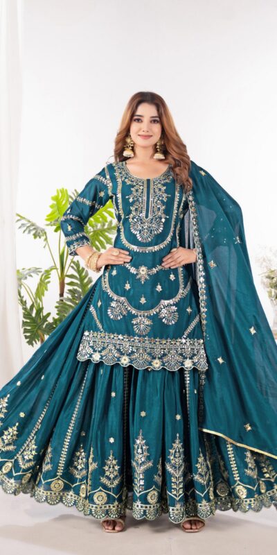 ₹2149 | ND 5033 Teal Chinon Silk Salwar Suit with Embroidery Work & Lace Work. Affordable Price ₹2149. Delivery 4-6 Working Days. Shop now. | Jump Suits, Salwar suit, Casual Suits, Creative suits, Designer Suits, Palazzo Suits, Party Wear Suits, Patiala Suits, Straight Suits