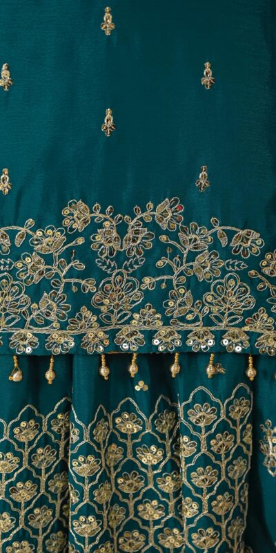 NF 1245 Teal Chinon Silk Lehenga Choli with Embroidery Work & Zari Work. Now at just ₹2449. Delivery 4-6 Working Days. Shop now. | Lehenga, Bollywood Lehenga, Creative Lehenga, Designer Lehenga, Embroidered Lehenga, Party Wear Lehenga