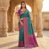 ₹2049 | MB 6088 Teal Color Lace Work & Zari Work Sareein Pochampalli Silk. Best Price ₹2049. Delivery 4-6 Working Days. Shop now. | Sarees, Bollywood Sarees, Creative Sarees, Designer Sarees, Embroidered Sarees, Ethnic Saree, Modern Digital sarees, Party Wear Sarees
