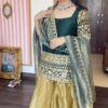 Teal Roman Silk Embroidery Work Salwar Suit