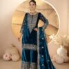 NF 1231 Teal Viscose Velvet Salwar Suit. Perfect for Wedding, Party, Traditional Day, Baisakhi, Eid – Available at ₹2399 only. Delivery 4-6 Workin | Jump Suits, Salwar suit, Casual Suits, Creative suits, Designer Suits, Palazzo Suits, Party Wear Suits, Patiala Suits, Straight Suits