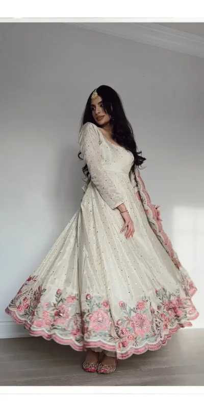 ₹2449 | RTC 5873 White Color Chinon Silk Salwar Suit with Designer Work. Exclusive Offer ₹2449. Delivery 4-6 Working Days. Shop now. | Jump Suits, Salwar suit, Casual Suits, Creative suits, Designer Suits, Palazzo Suits, Party Wear Suits, Patiala Suits, Straight Suits