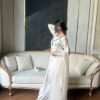 White Natural Crap Embroidery Mirror Work Salwar Suit