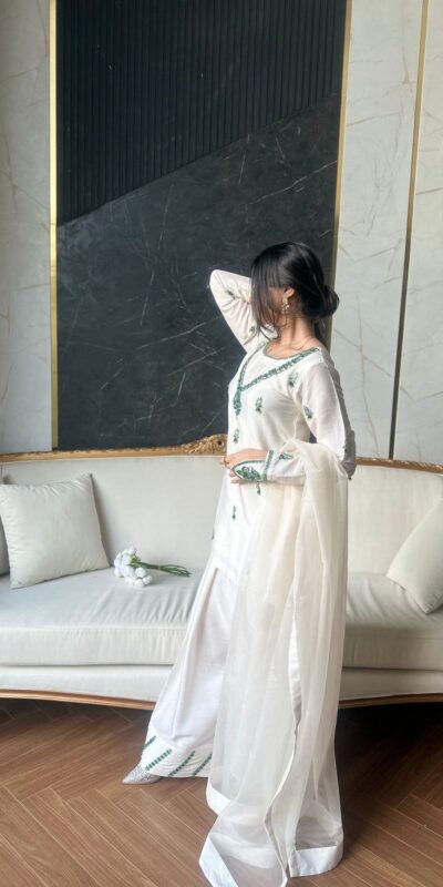 LG 1690 White Natural Crap Salwar Suit with Embroidery Work & Mirror Work. Special Price ₹1799. Delivery 4-6 Working Days. Shop now. | Jump Suits, Salwar suit, Casual Suits, Creative suits, Designer Suits, Palazzo Suits, Party Wear Suits, Patiala Suits, Straight Suits